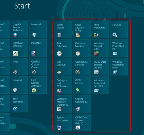 Windows 8 Start Screen, All Items